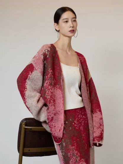 Ai Ceng Tie-Dye Knit Cardigan & Maxi Skirt (Sold Seperately)