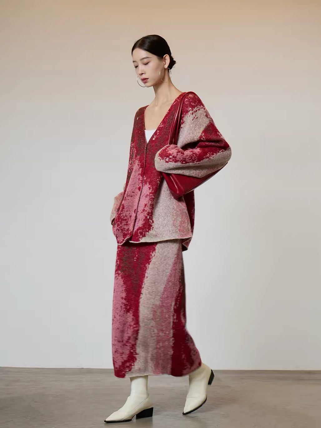 Ai Ceng Tie-Dye Knit Cardigan & Maxi Skirt (Sold Seperately)
