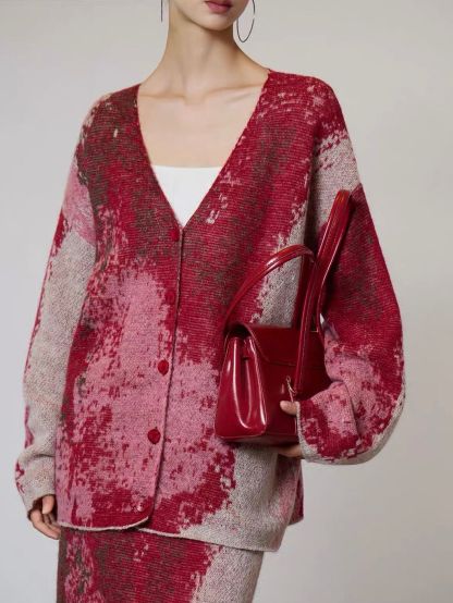 Ai Ceng Tie-Dye Knit Cardigan & Maxi Skirt (Sold Seperately)