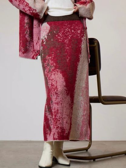 Ai Ceng Tie-Dye Knit Cardigan & Maxi Skirt (Sold Seperately)