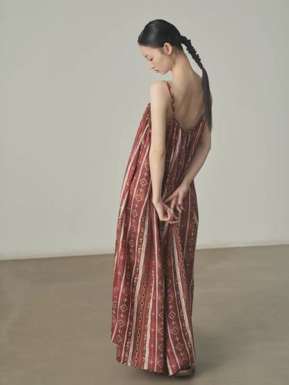 Ai Chong Ethnic-Print Gathered Cami Maxi Dress