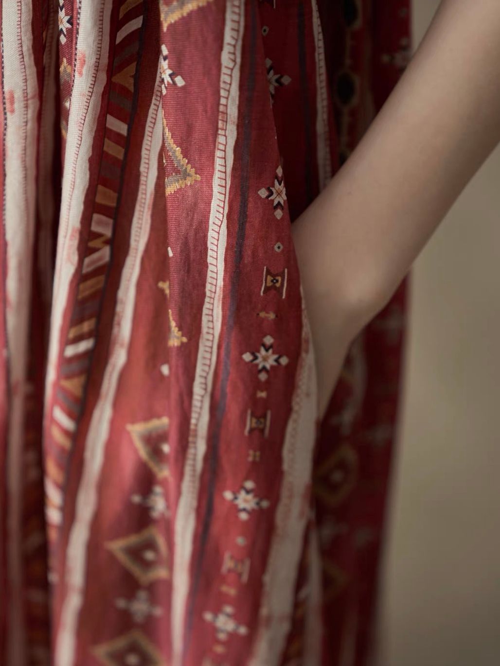 Ai Chong Ethnic-Print Gathered Cami Maxi Dress