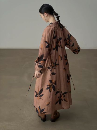 Ai Chuang Vintage Botanical-Print V-Neck Maxi Dress