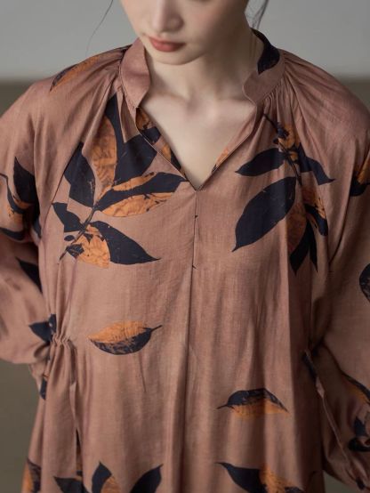 Ai Chuang Vintage Botanical-Print V-Neck Maxi Dress