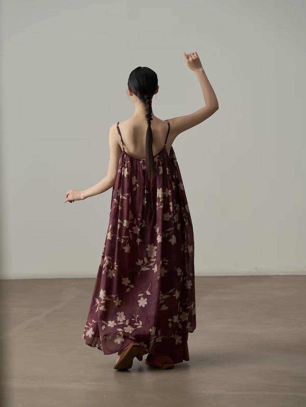 Ai De Vintage Floral Gathered Cami Maxi Dress
