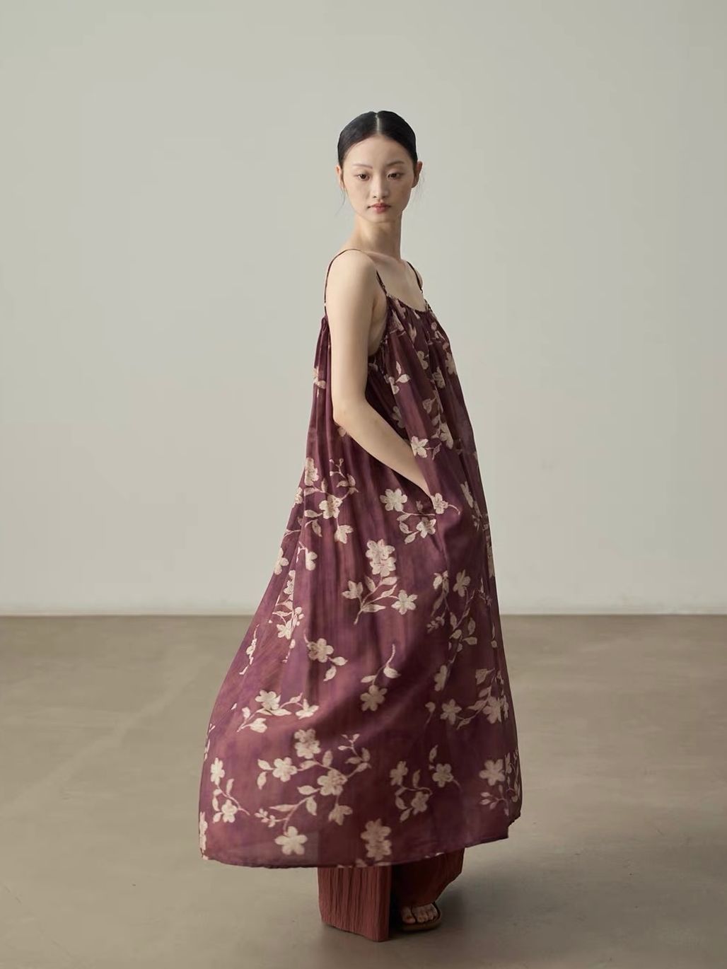 Ai De Vintage Floral Gathered Cami Maxi Dress