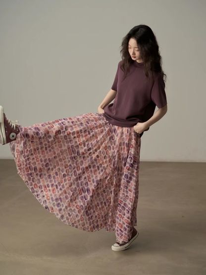 Ai Dang Shimmer-Check Voluminous Maxi Skirt