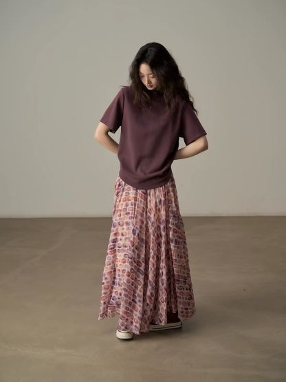Ai Dang Shimmer-Check Voluminous Maxi Skirt