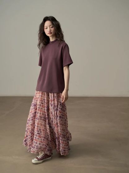 Ai Dang Shimmer-Check Voluminous Maxi Skirt