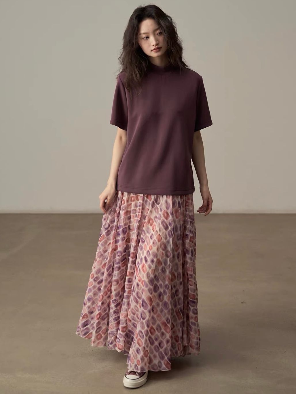 Ai Dang Shimmer-Check Voluminous Maxi Skirt