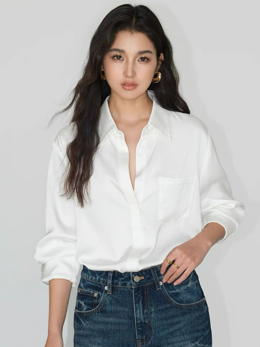 Fleta Satin Shirt with Pocket