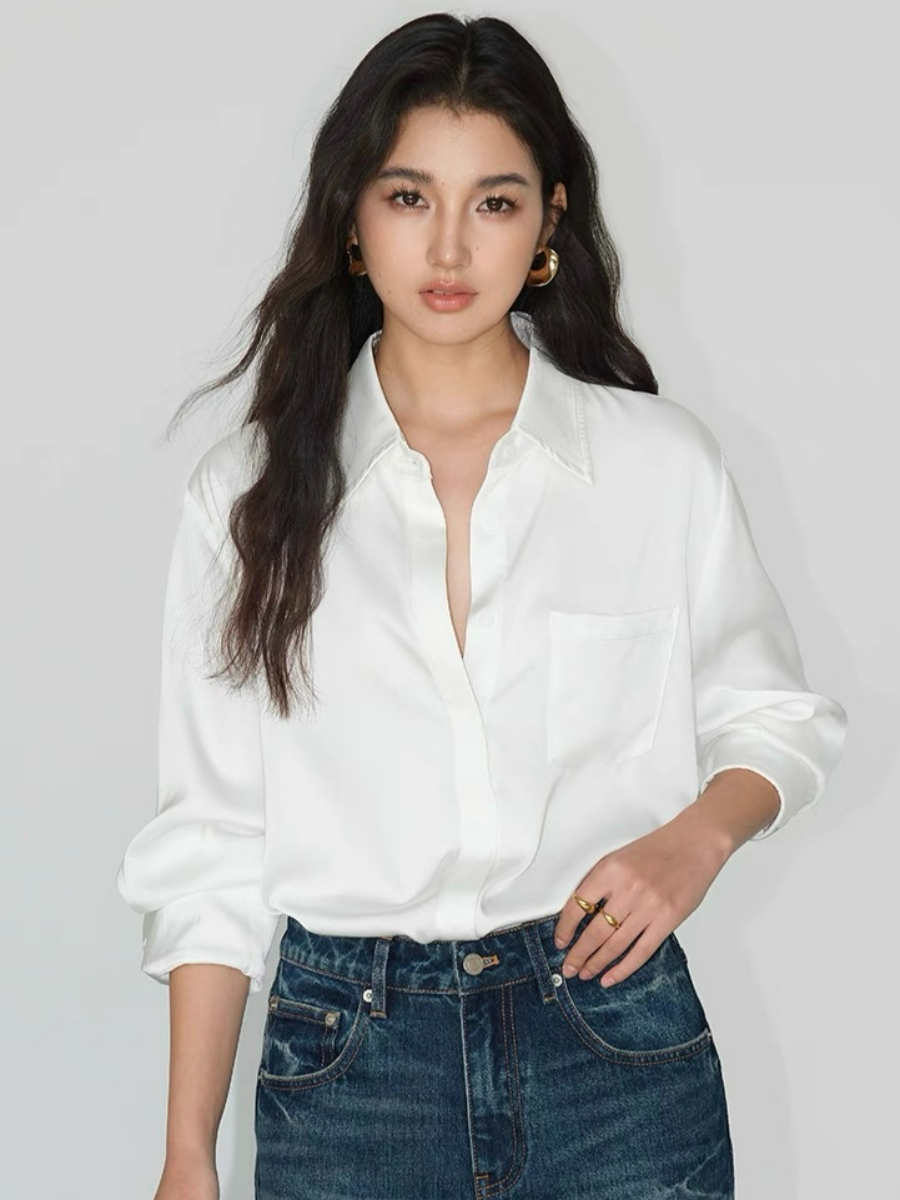 Fleta Satin Shirt with Pocket