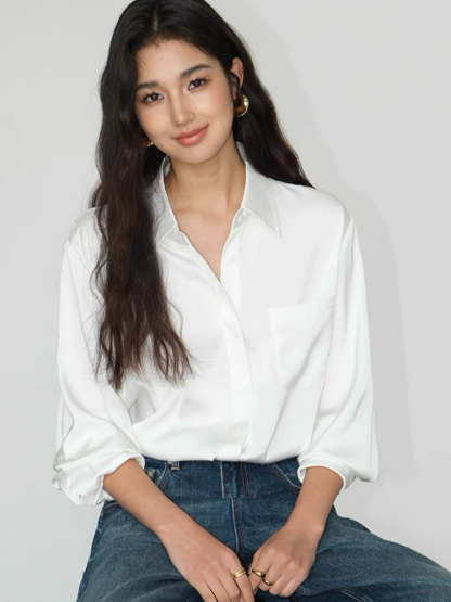 Fleta Satin Shirt with Pocket