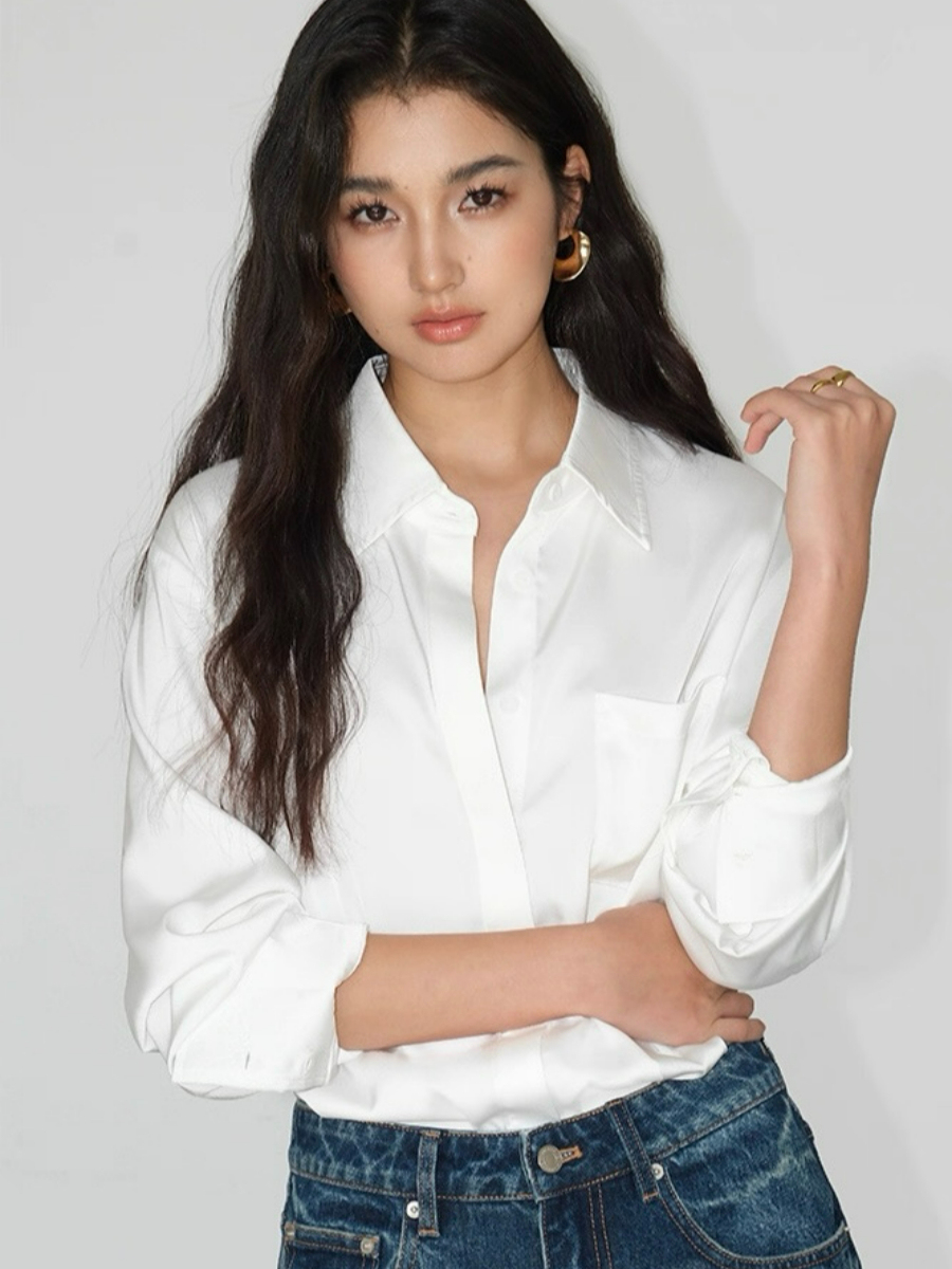 Fleta Satin Shirt with Pocket