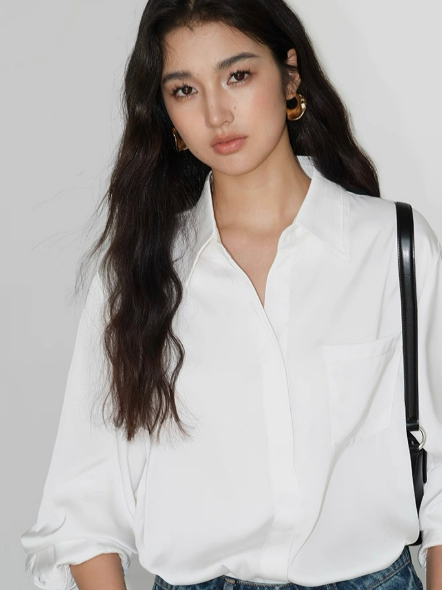 Fleta Satin Shirt with Pocket