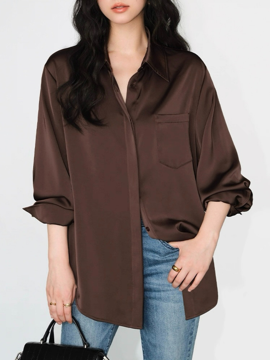 Fleta Satin Shirt with Pocket