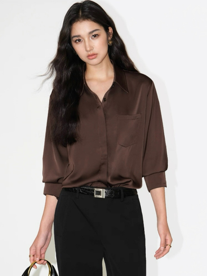 Fleta Satin Shirt with Pocket