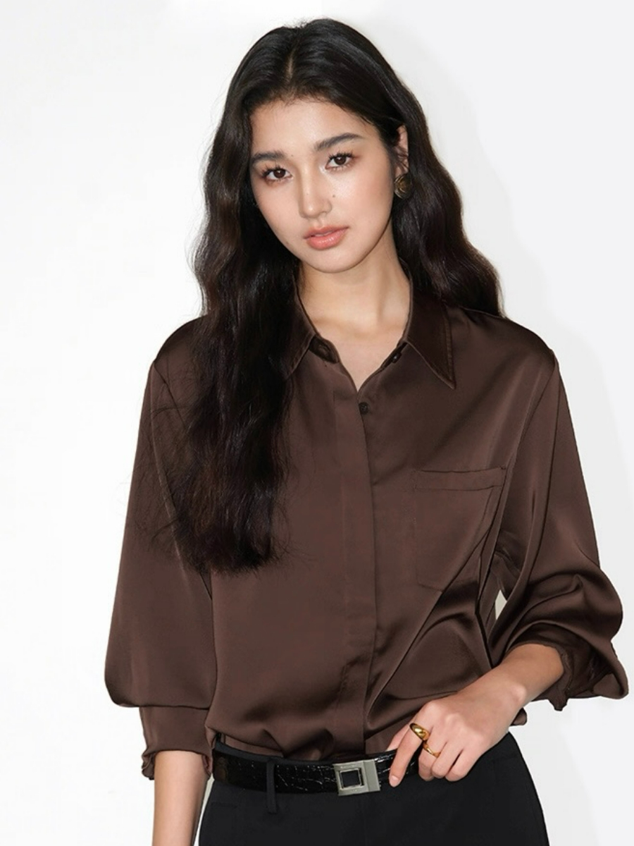 Fleta Satin Shirt with Pocket