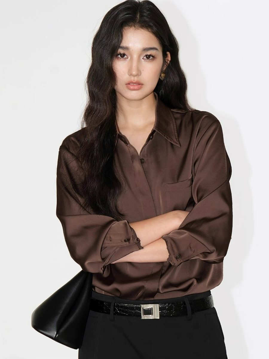 Fleta Satin Shirt with Pocket