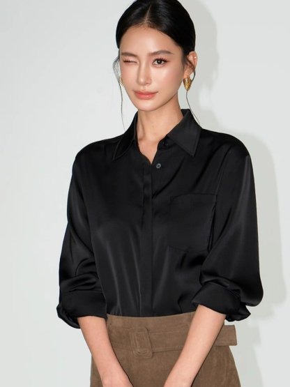 Fleta Satin Shirt with Pocket