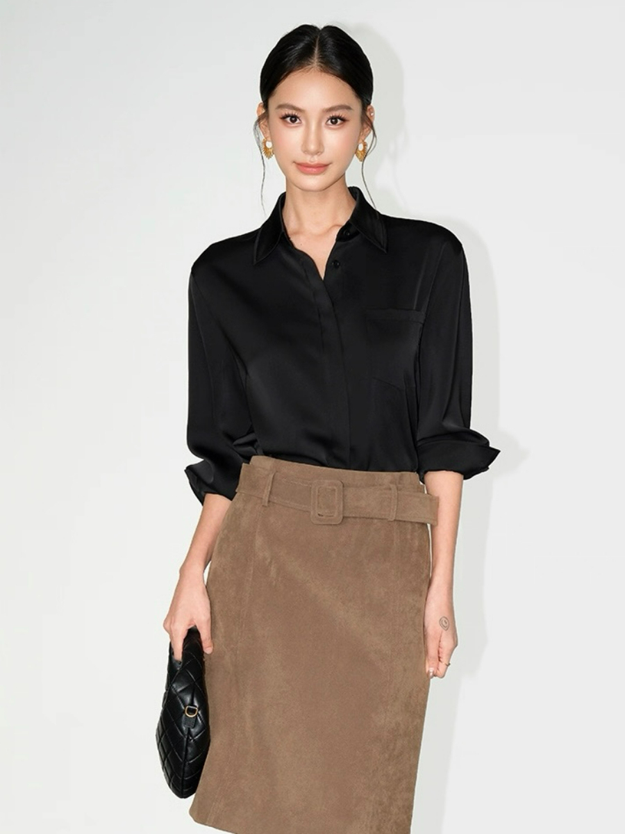 Fleta Satin Shirt with Pocket