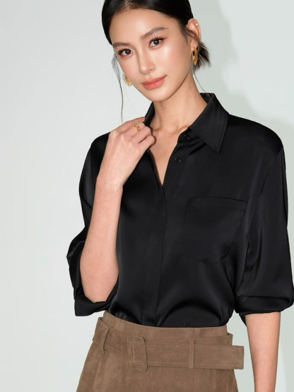 Fleta Satin Shirt with Pocket
