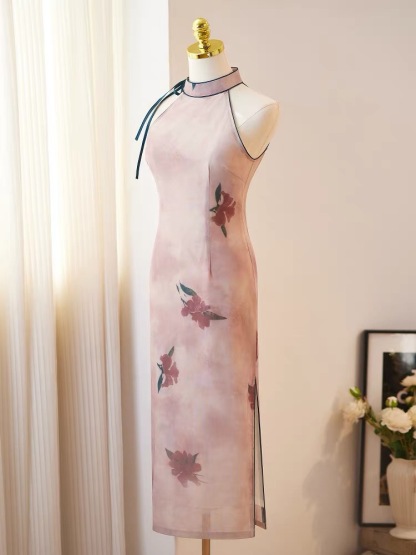 Ci Ding Sleeveless Floral Cheongsam
