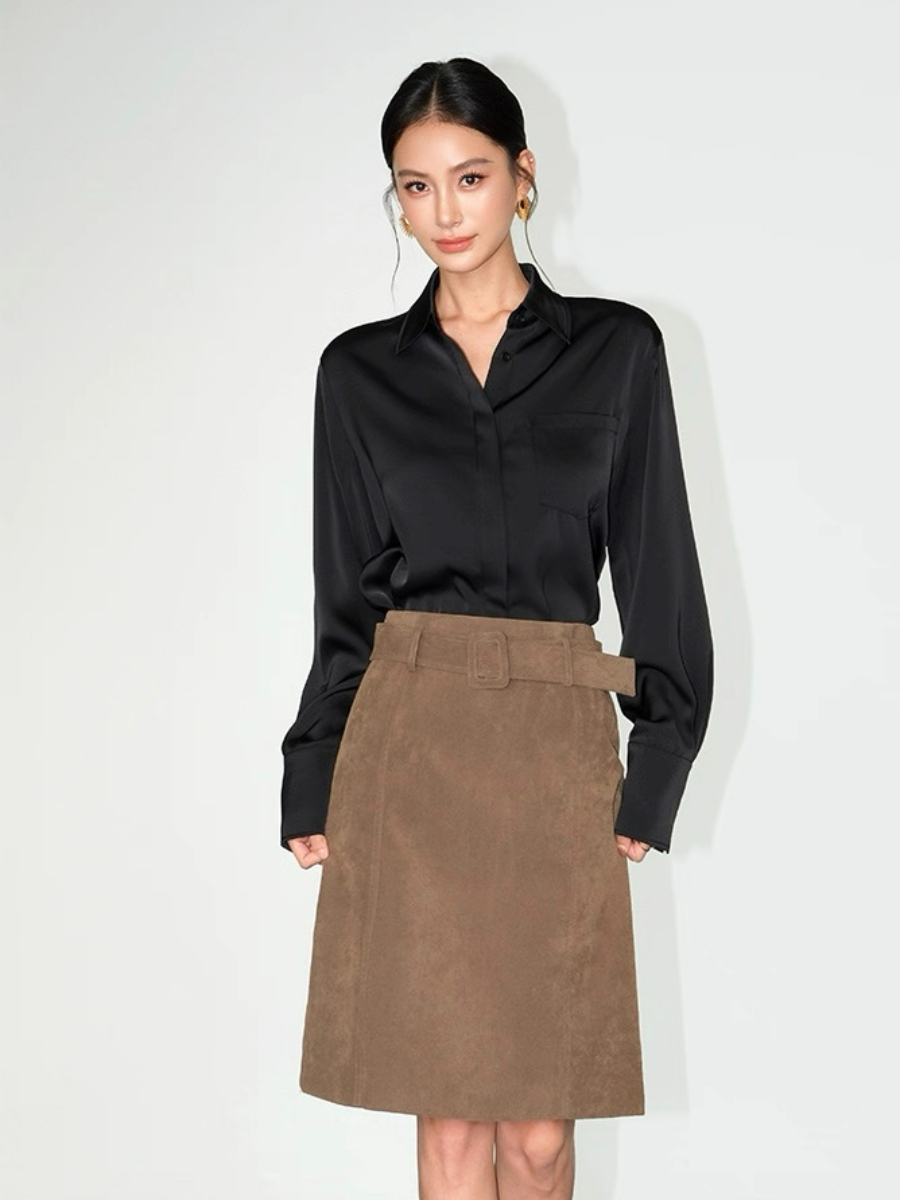 Fleta Satin Shirt with Pocket