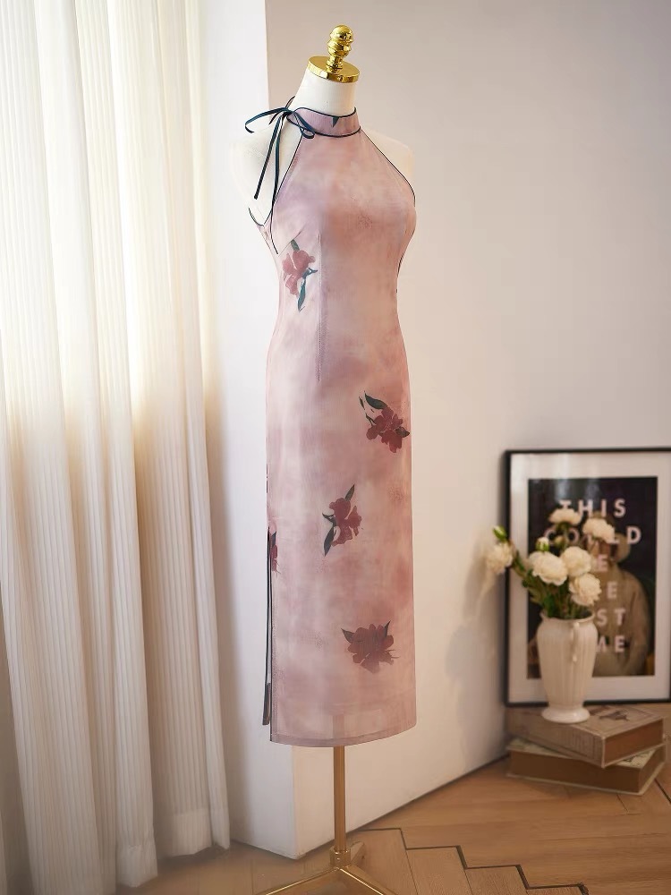 Ci Ding Sleeveless Floral Cheongsam