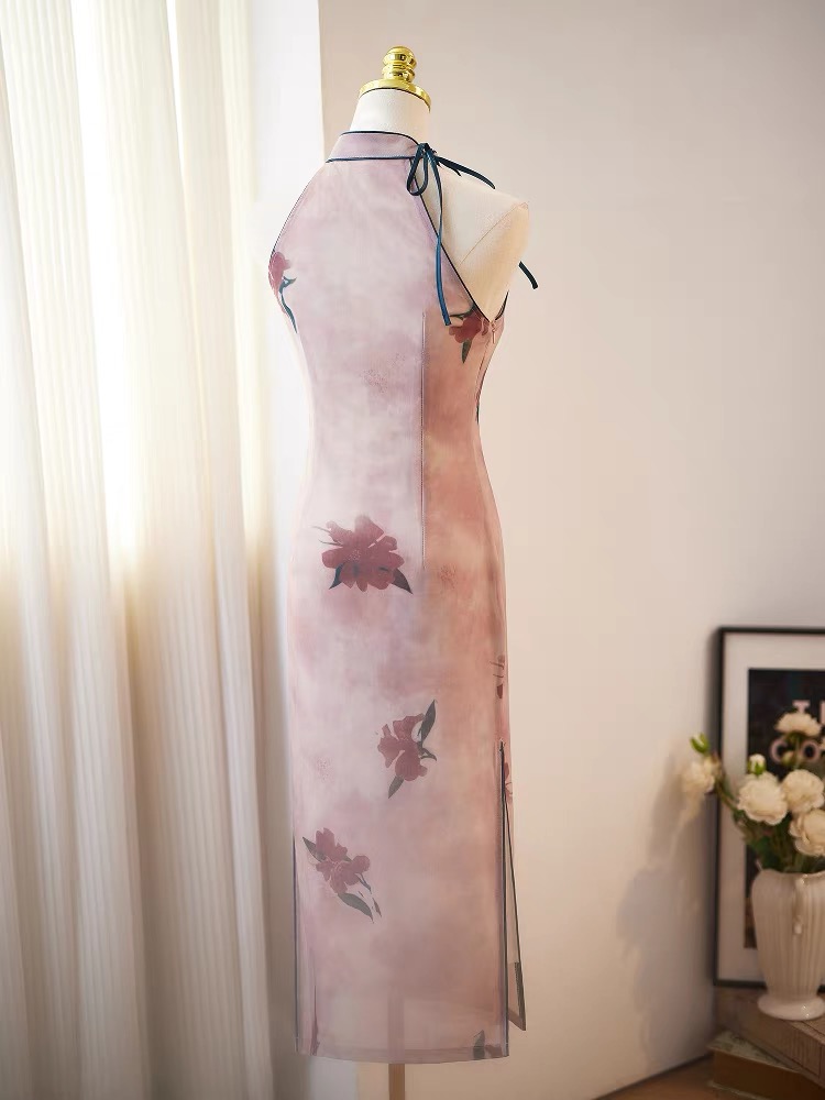 Ci Ding Sleeveless Floral Cheongsam