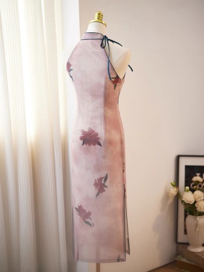Ci Ding Sleeveless Floral Cheongsam