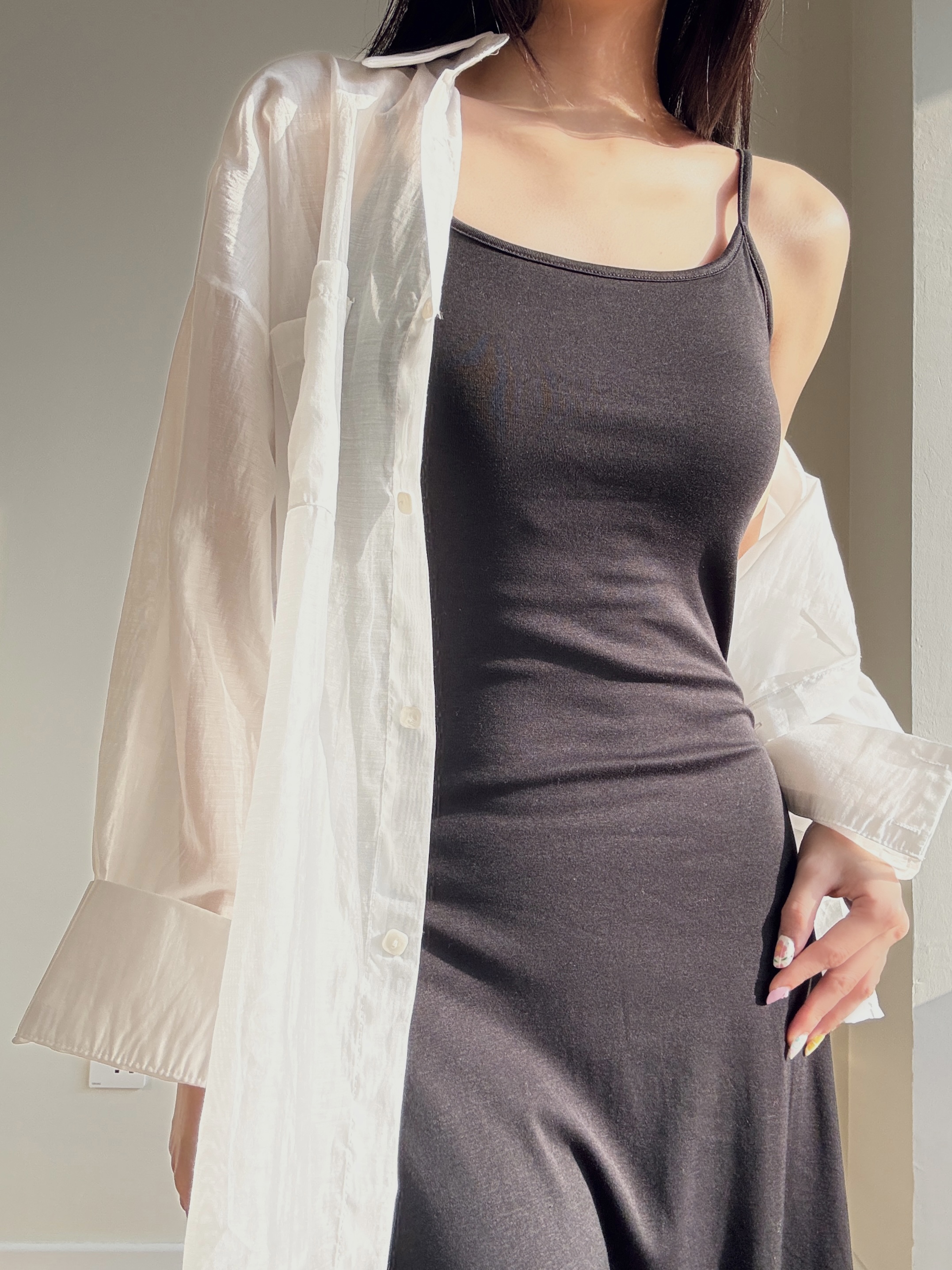 【Minimal Chic Look】Chiffon Shirt + Cami Dress (Order Separately)