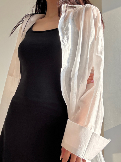【Minimal Chic Look】Chiffon Shirt + Cami Dress (Order Separately)