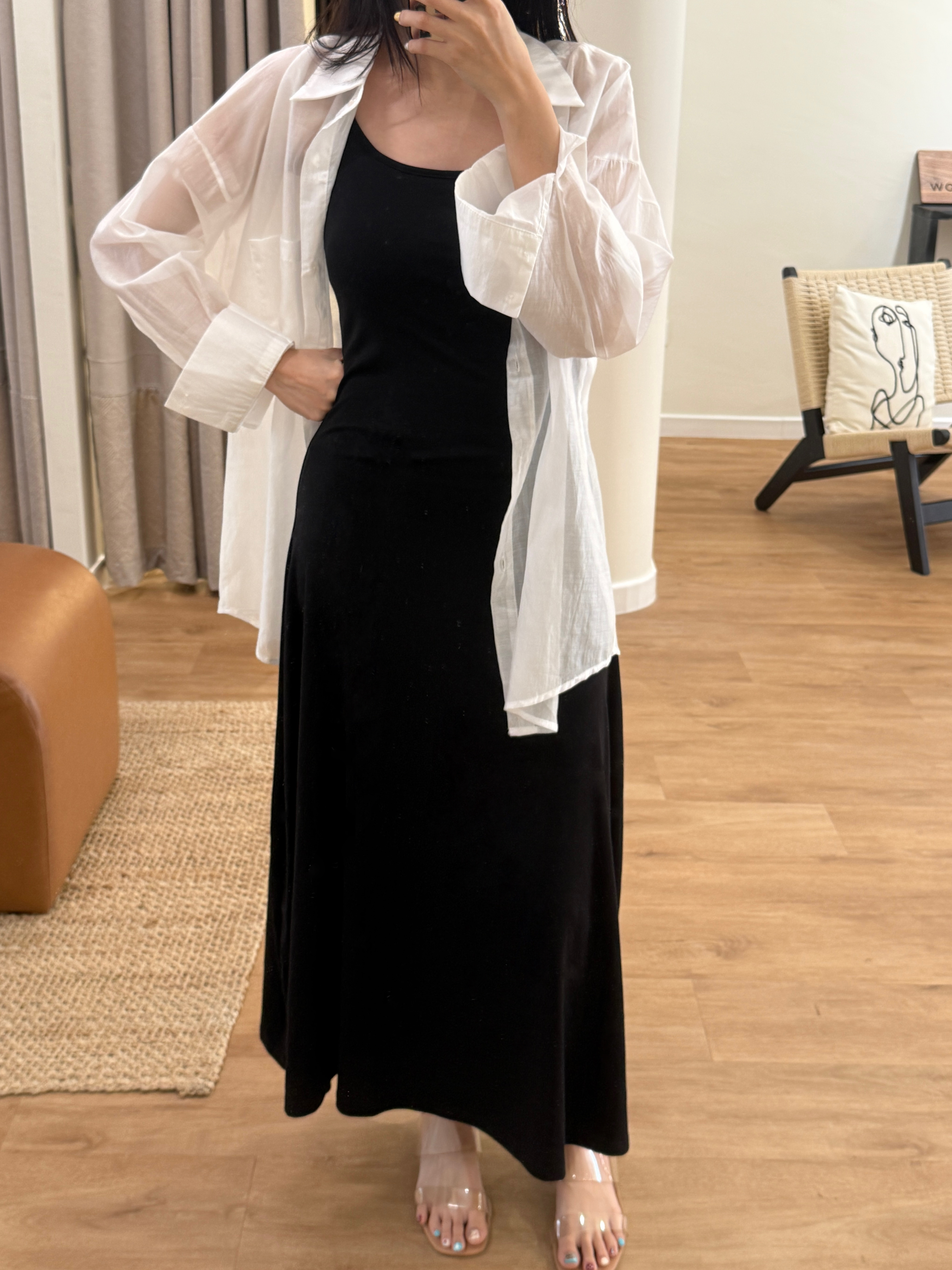 【Minimal Chic Look】Chiffon Shirt + Cami Dress (Order Separately)