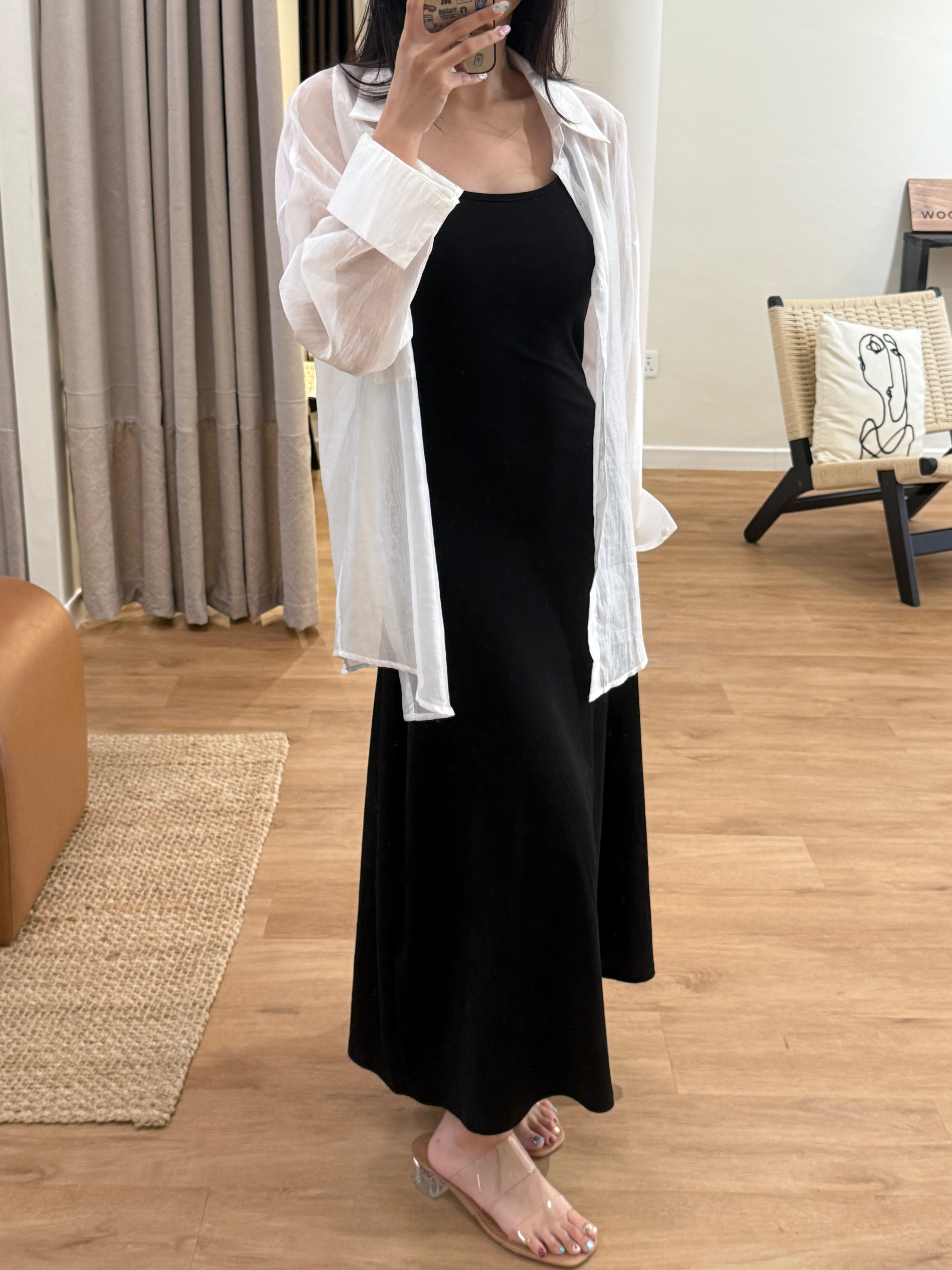 【Minimal Chic Look】Chiffon Shirt + Cami Dress (Order Separately)