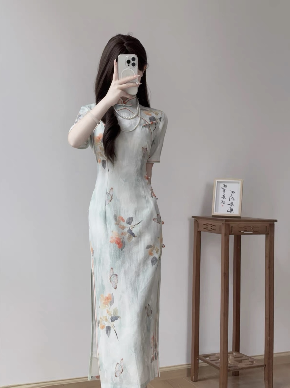 Ci Feng Mid Sleeve Floral Cheongsam