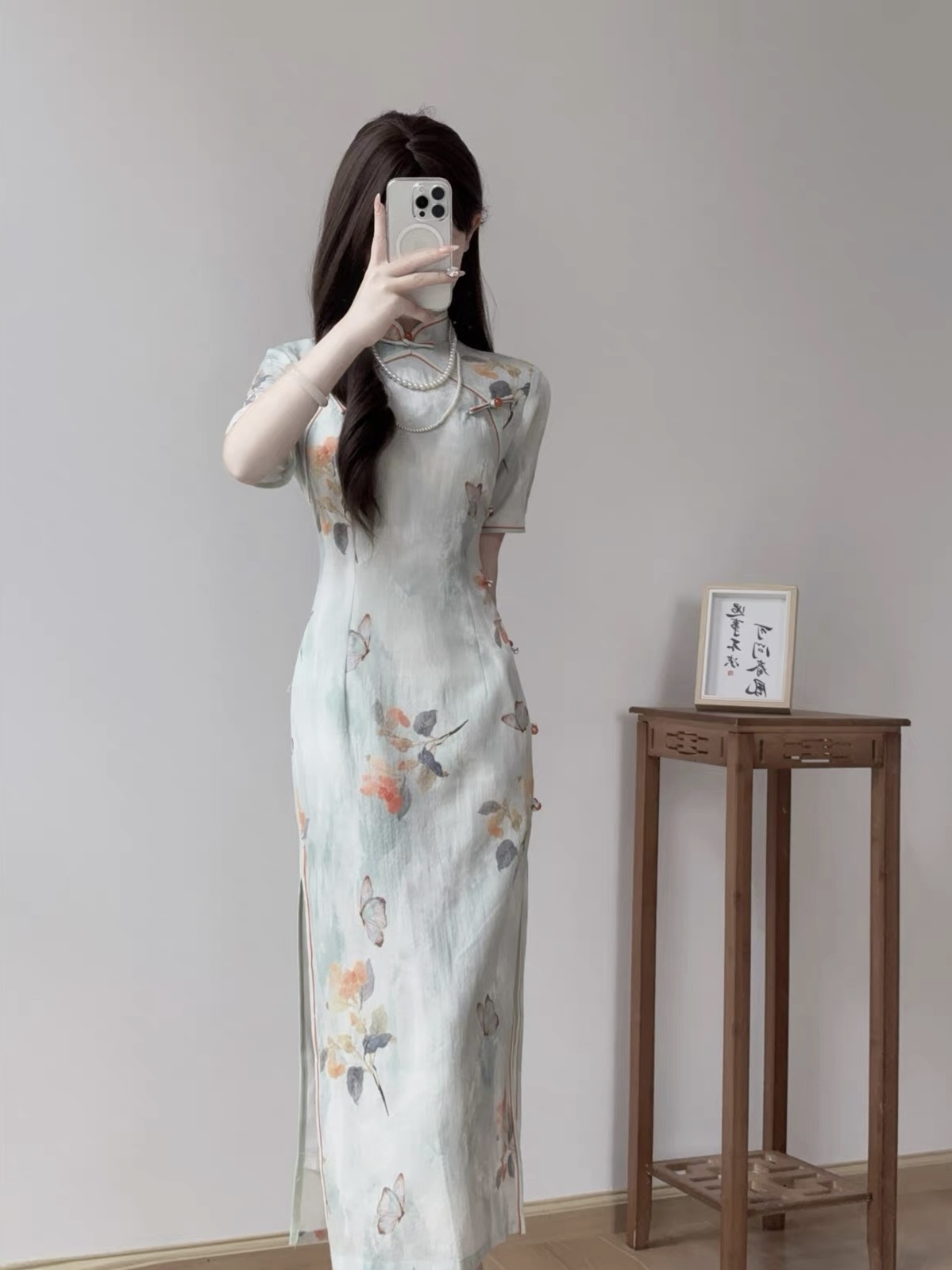 Ci Feng Mid Sleeve Floral Cheongsam