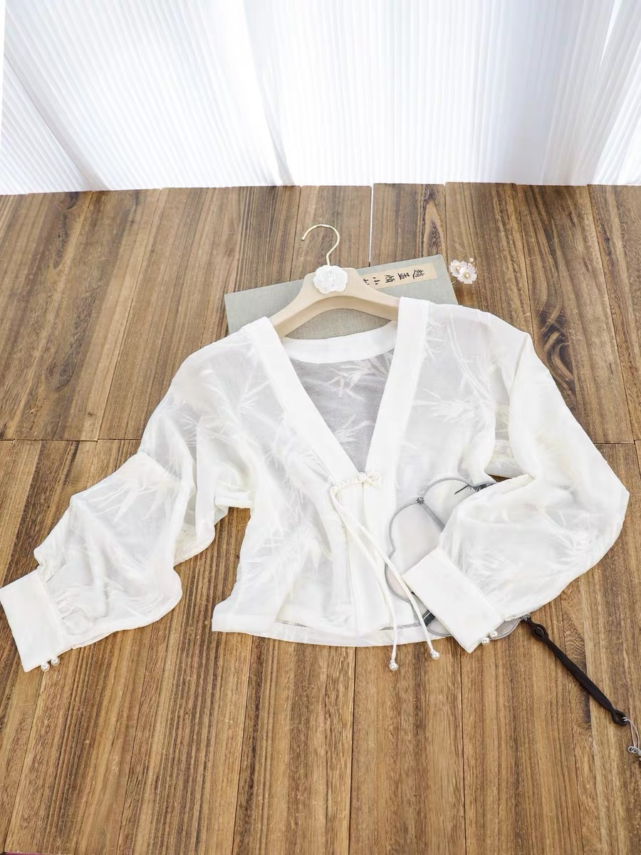 Ci Geng Bamboo Printing Oriental Sheer l Cardigan