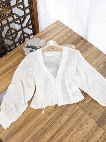 Ci Geng Bamboo Printing Oriental Sheer l Cardigan