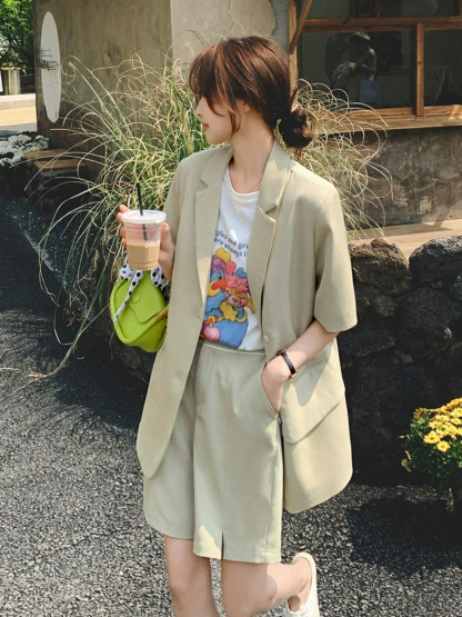 Danica Short Sleeves Blazer & Shorts Set (Discounted-M size)