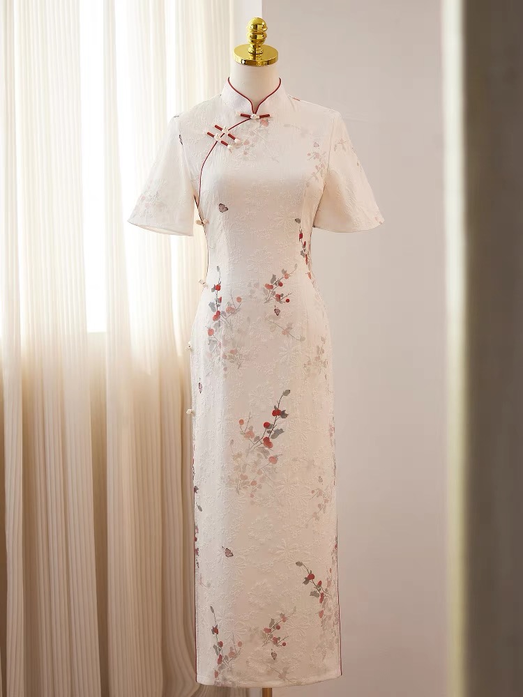 Ci Ke Flounce Sleeve Floral Cheongsam