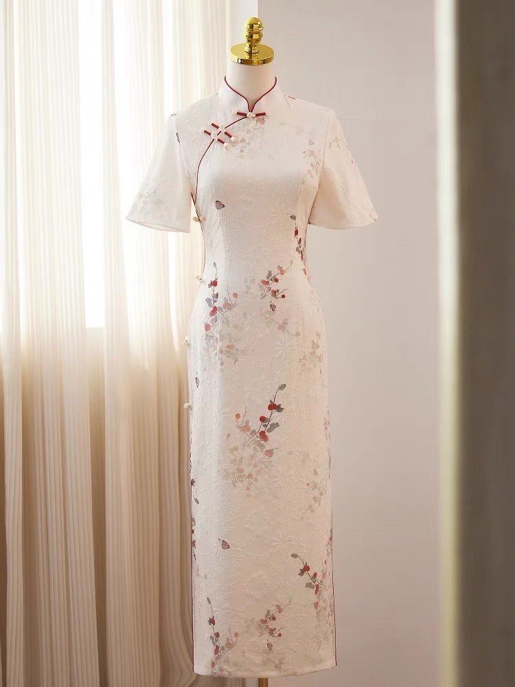 Ci Ke Flounce Sleeve Floral Cheongsam