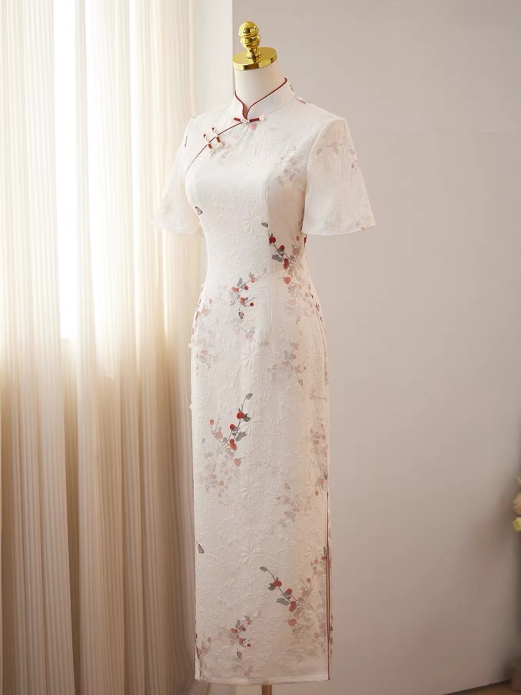 Ci Ke Flounce Sleeve Floral Cheongsam