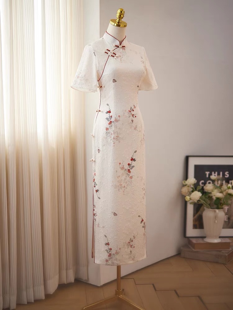 Ci Ke Flounce Sleeve Floral Cheongsam