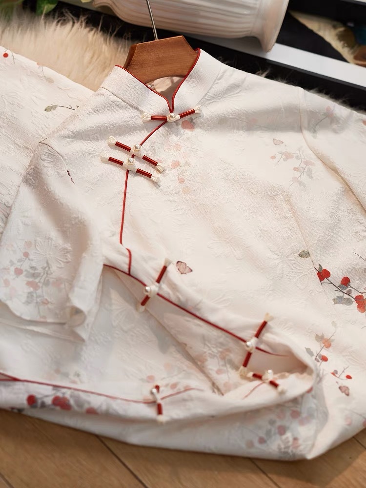 Ci Ke Flounce Sleeve Floral Cheongsam