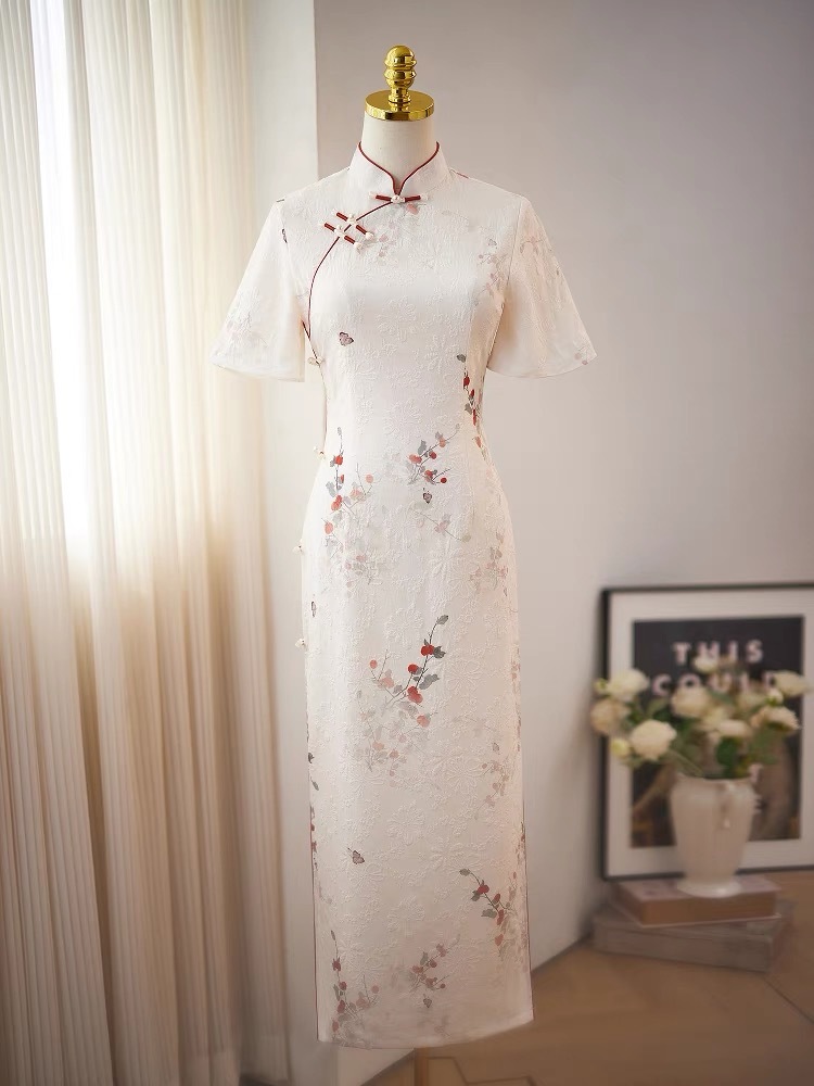 Ci Ke Flounce Sleeve Floral Cheongsam