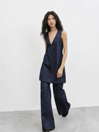 Karena Sleeveless Denim Top& Pants (Top & Bottoms sold seperately)