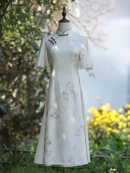 Ci Lan Bamboo Printing A-Line Cheongsam