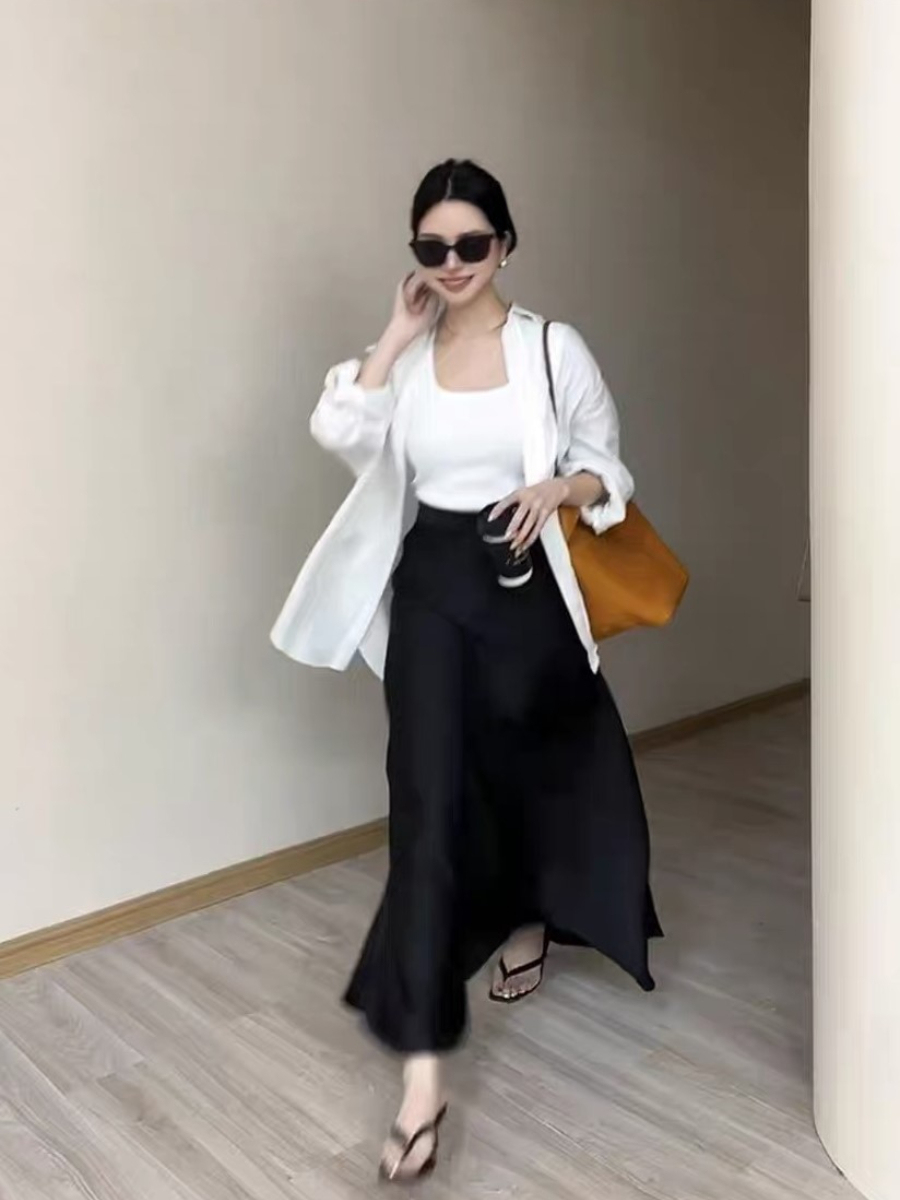 Kyera Bias Cutting Satin Maxi Skirt-The Black Bow-