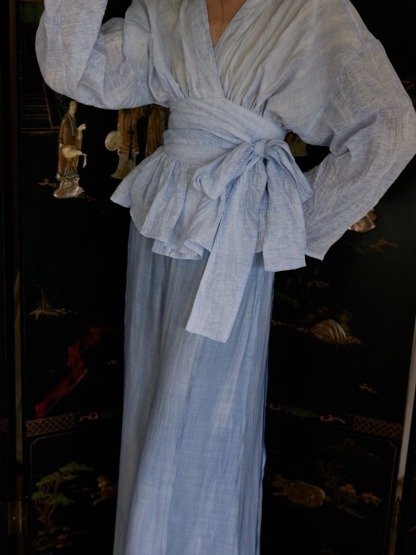 Ishie Tie Waist Kimono Top (Discounted-M size)-The Black Bow-